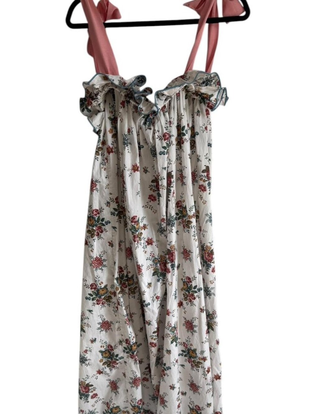 Casey Marks 100% Cotton Floral Pink and Blue Jaime Dress, Size Small